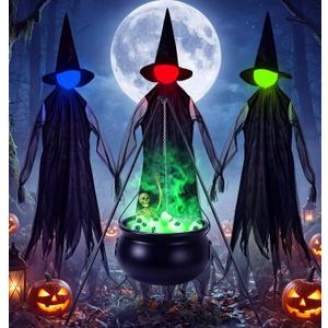 Halloween Witches Outdoor, 4.2 FT Set of 3 Witches Holding Hands