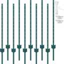VEVOR 4 Feet Fence Post, 10 Pack U-Channel Heavy Duty Metal Fence Posts with 20 Zip Ties & 20 Clips, Sturdy Steel Fence Stakes for Garden Yard, Lawn, Farms and Outdoor Wire Fencing, Green