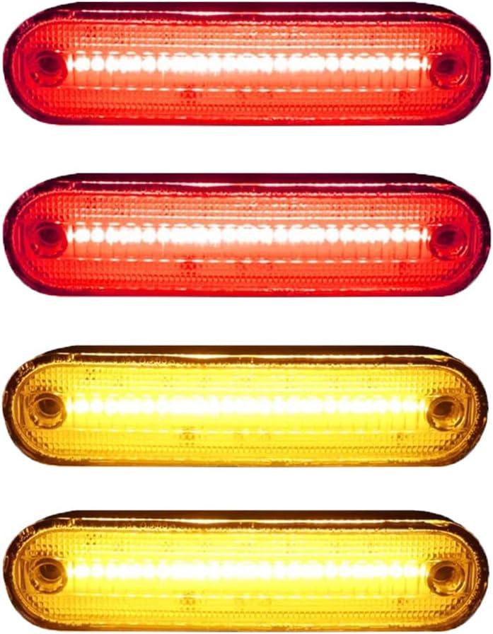 Red Amber LED Front/Rear Bumper Side Marker Lights, Compatible with Mazda Miata 1990-1997 Compatible with Mazda MX-5 1999-2005, Front and Rear Fender Marker Lamps Clear Lens
