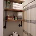 ROGMARS 3-Tier Real Pine Wood Floating Shelf, 20x7.87x41.3in, Industrial Retro Style, Bathroom Wall Shelves, Kitchen Shelves (Rustic Brown)