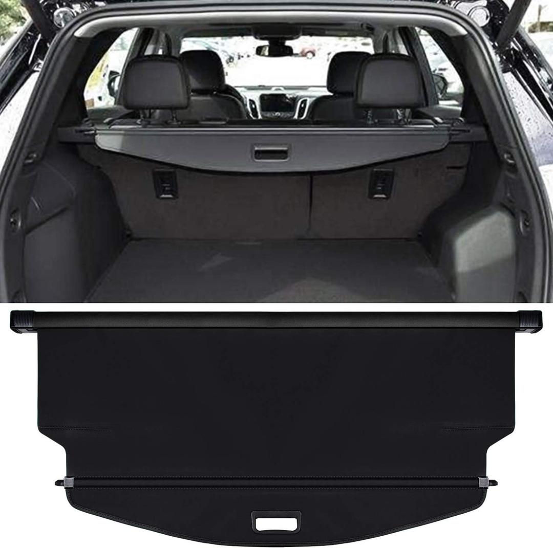 Trunk Cargo Cover For Chevy Chevrolet Equinox GMC Terrain 2018 2019 2020 2021 2022 2023 2024 2025 Retractable Rear Trunk Cargo Luggage Security Shade Cover Shield Waterproof All Weather (Black) (Standard)