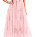 PRETTYGARDEN Women's Summer Tulle Midi Dress Sleeveless Smocked Ruffle Flowy Mesh Dresses Party Wedding Guest Sundress (XX-Large, Light Pink)