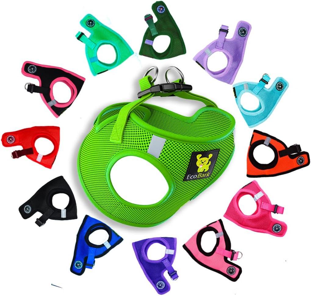 EcoBark Rapid Fastener Super Comfort Fully Adjustable Double Padded Step in Dog Harness (Small, Green) 