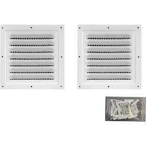 2pcs Attic Vent Soffit Vent Aluminum Wall Vent Metal Shed Vent Square Vent Louver Vent Grille with Built-in Insect Screen for Exterior Door House Attic Garage Ceiling (White 10" x 10"-2 Pack)