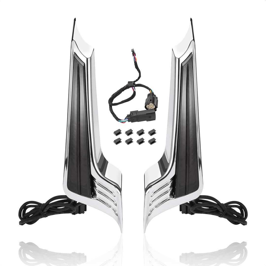 Motorcycle Rear Fender Filler Panel LED Lights Brake Lamp Turn Signals Fit for Harley Touring Steet Glide Road Glide 2014-2023 (Silver Housing Black Lens)