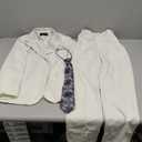 Boys Linen Suits Casual with Tie 3 Piece Summer Beach Wedding Tuxedo Suit for Boy Ring Bearer Outfit, Ivory, Size 10