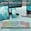 Redragon K710 Wireless Typewriter Mechanical Gaming Keyboard, Bluetooth/2.4Ghz/Wired, RGB Led Backlit, Blue Switch - Clicky, Rechargeable, Solid Metal Panel, Round Keycaps, Green