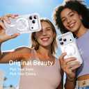 for iPhone 17 Pro Max Case, Compatible with MagSafe, Camera Control, Shockproof Military-Grade Protection, Button Built-in Air Magnetic Phone Cover with DIY Glitter Card, Clear White