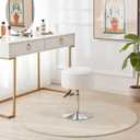 Adjustable Ottoman Stool White Vanity Stool Vanity Chair for Makeup Room Stool Chair for Vanity Stool with Storage Makeup Stools with Storage Swivel Makeup Chair for Bathroom Faux Leather