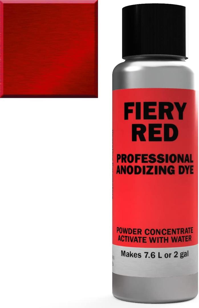 Professional Aluminum Anodizing Pigment Dyes | Fiery Red E-L | Light to Rich Red | Powder Concentrate Makes 7.6 Liters or 2 Gallons