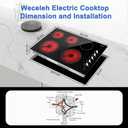 30 Inch Electric Cooktop, 5 Burners Built-in Cooktop, 7300W Knob Control Electric Stove Top with 11 Power Levels, Safety Lock, Dual Ring, Heat Retention Function, Hot Surface Indicator