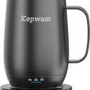 Kepwam Heated Coffee Mug T2-Plus, 20oz Leading Large Capacity Self Heating Coffee Mug, Up to 8 Hrs Battery & Hot Up to 149, Smart Coffee Mug for Women, Men (Black)