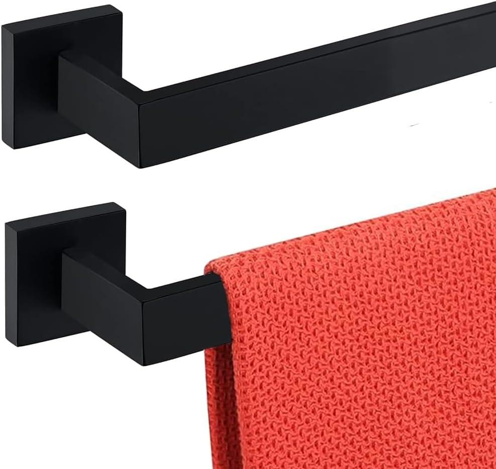 36 Inch Towel Bar 2 Pack for Bathrooms 12/16/20/24/28/32/36 Inch Stainless Steel 304 Matte Black Towel Holder Modern Square Towel Rod Rustproof Wall Mount (2, Matte Black, 36 Inch)