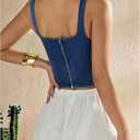 SHENHE Women's Denim Tank Top Sleeveless Square Neck Backless Slim Fit Y2k Crop Top S