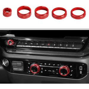 Voodonala Radio AC Knobs Air Conditioner Switch Button Center Console Switch Knob Cover Trim for 2022-2026+ Chevy Silverado GMC Sierra Accessories Aluminum Alloy Red