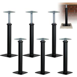 (6-Pack) 11"-16" House Floor Jacks for Leveling, 6,600 lbs Heavy Duty Adjustable Jack Post, Galvanized & Painted Permanent Basement Support Posts for Crawl Space, Joists, Beams and Foundations (Black)