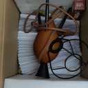 Vintage Red Wood Cute Table Lamp Desk Lamp for Living Room Bedroom Home Office, Decorative Boho Farmhouse Antique Rustic Industrial Mid Century Modern Bedside Nightstand Table Lamp