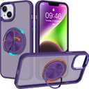 ZIYE Dark Purple Case for iPhone 14 Case with Stand [Compatible with MagSafe] Slim Heavy Duty Protection Military Grade Shockproof Magnetic Cover with 360 Rotatable Ring Kickstand for Women Men