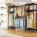 Ulif E7 Garment Rack, Heavy Duty Clothes Storage System with Extendable Hangers Rods, Metal Clothe Rack with 6 Wire Shelves, (52.3"-72") W x 14.5" D x 71.2" H, Load 838 LBS