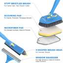 Tile Tub Scrubber Brush with 5 Different Function Cleaning Heads and 51" Extendable Long Handle Non Scratch Shower Scrubber for Cleaning Bathroom Kitchen Toilet Wall Bathtub Sink