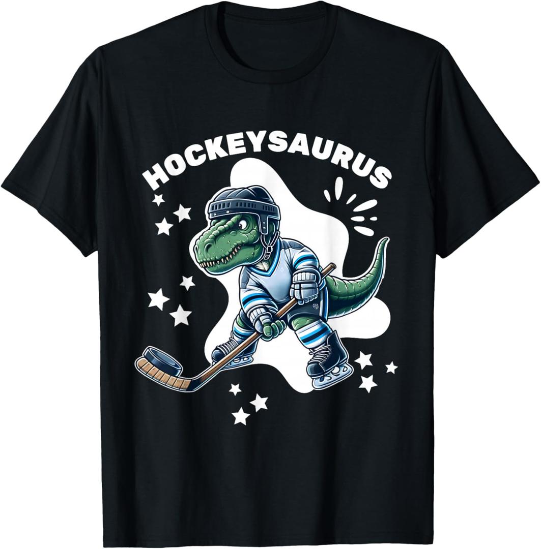Hockeysaurus FunnyDinosaur Hockey Kids Hockey Boy T-Shirt, Small 