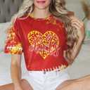 Game Day Shirt Women: Team Fan T-Shirt Cute Football Heart Graphic Tees Casual Season Short Sleeve Tops (Red, M)