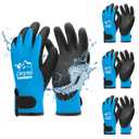 Toolant 100% Waterproof Gloves Bulk Pack, 3 Pairs, Winter Work Gloves for Extreme Cold, Touchsreen, Warm Gloves for Freezer, Fishing and Gardening, with Grip, Blue, X-Large