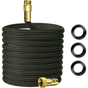 10FT Lightweight Flexible Garden Hose,Non-Slip Handles,Non-kink Hose,Solid Brass Fitting for Boats, RV Water Hose,Marine Washdown,Lawn,Garden,Leakproof TPE Hose (GreenBlack, 10 FT)