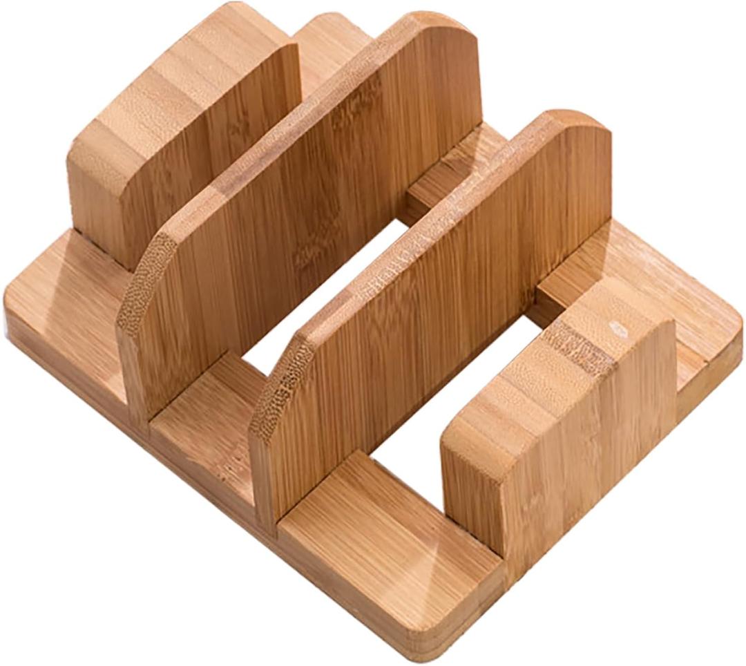 Kunovo Bamboo Pot Lid Holder,Cutting Board Organizer,Baking Sheet/Pan Organizer Rack for Cabinet (GGJ-A)