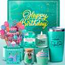 Birthday Gifts for Women, Happy Birthday Gift Basket Set for Her, Mom, Wife, Daughter, Sister, Girlfriend, Coworker, Unique Relaxing Spa Birthday Gift Idea for Women 30th, 40th, 50th, 60th (Green)