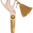 DesignWorks Ink Stylish Pink and Gold 7.75" Stainless Steel Scissors with Charm and Tassel for Cutting Paper, Fabric, Crafting - Perfect Multipurpose Decorative Supplies for Home, Office, and School (Blush)