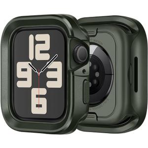 6 x Bisikor 2 in 1 Metal Case Compatible with Apple Watch Series 6/5/4/SE 44mm Case, Rugged Protective Bumper with Shockproof Silicone Cover for iWatch 44mm (Army Green)