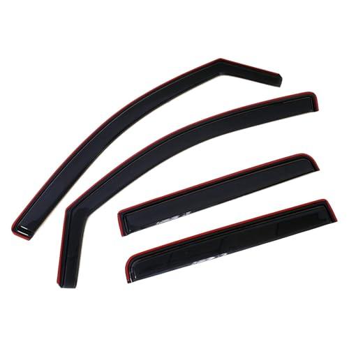 4pcs Sun Rain Wind Deflectors Door Window Visors in Channel Mount Style Dark Smoke Tint, 2 Small Pcs Size 27.5", 2 Big Piece Size 38.5"