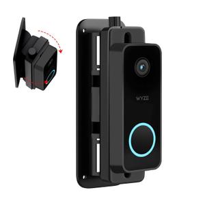 Horizontal Wedge Mount for Wyze Video Doorbell V2/ Pro, Adjustable Mounting Holder Accessories for Apartment Home Office with Better Viewing-No Drill (Black)