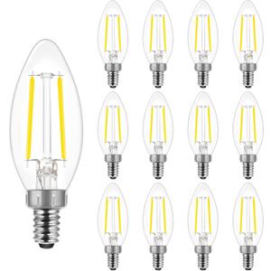 energetic smarter lighting Dimmable E12 LED Candelabra Bulb,60 Watt Equivalent B11 LED Chandelier Bulbs, Daylight 5000K, 550LM, 5 Watt Halloween Christmas Decoration Filament Candle,UL Listed, 12pk