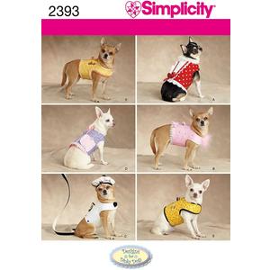 Simplicity Small to Medium Dog Clothes and Jackets Sewing Pattern, Sizes XXS to M,White. Tan