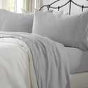 Cotton Jersey Knit King Sheet Set - Ultra-Soft, Stretchy, Heathered Melange Mid Grey Bed Sheets - Cozy, Soft T-Shirt Sheet & Pillowcase Set