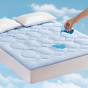 Queen Size Cooling Mattress Pad Waterproof Mattress Topper for Hot Sleepers - Soft Breathable Mattress Cover with 8"-21" Deep Pocket (6080",Blue)