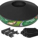 Mars Villa Landscape Edging, 4 Inch Tall 100FT Garden Border Edging Kit with 99 Anchoring Spikes, Decorative Flexible Lawn Edging Cover 75 for Lawn, Yard, Flower Bed (Black, 4IN, 100FT)