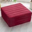 JKMAX 2 Pcs High Density Foam Floor Pillow - Upgraded Large Pillows Seating for Adults - Outdoor Floor Cushion with Soft Tufted Cover - Yoga Pillows for Sitting On Floor - 22 Inch Burgundy