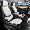 Car Seat Covers Full Set, Universal Fit Faux Leather Cushion Protector, Waterproof Non-Slip Automotive Interior Accessories for Sedans, SUVs, Trucks (Black&White) (Fullset)