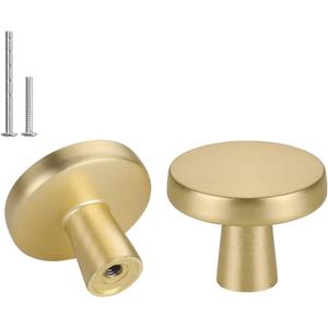 Haliwu 20 Pack Brushed Gold Cabinet Knobs Gold Dresser Drawer Knobs Round Brass Kitchen Cabinet Hardware Zinc Alloy