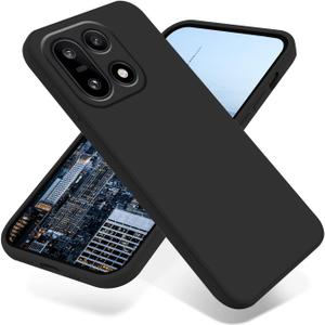 Compatible with Oneplus 15 Case Slim Silicone Liquid Full Body Cover,Phone Case for Oneplus 15 Soft Shockproof Cute Anti-Scratch Microfiber Lining Funda para Protective (Black)
