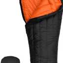 Hyke & Byke Eolus 0F Cold Weather Mummy Hiking & Backpacking Sleeping Bag - Goose Down 800 FP 4 Season Sleeping Bags for Adults - Ultralight with Compression Stuff Sack (Regular, Black/Clementine)