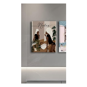 WSTUKVV 3Pcs Black Girl Bathroom Wall Art Boho Black Woman Posters Pictures African American Canvas Prints Fashion Abstract Paintings for Bathroom Home Bedroom Living Room Wall Decor Unframe