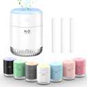 SZO Portable Mini Humidifier, 500ML USB Personal Cool Mist Humidifiers for Bedroom Office Travel Desk, Whisper Quiet 20dB with 2 Mist Modes & Auto Shut-Off, Small Desktop Humidifier (White)