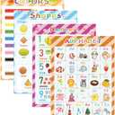 Educational Posters 4 PCS 17x22 Inch Shapes Numbers Colors Alphabet Poster Learning Posters for Toddlers 13 Preschool Classroom Must Haves Preschool Charts for Elementary School Kindergarten