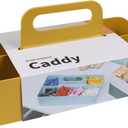 BLUE GINKGO Stackable Organizer Caddy Korean-Made Portable Tote for Bathroom, Office, Crafts, or School Supplies (Long Rectangle, Yellow)