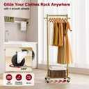 SLEEPING LAMB Small Clothes Racks for Hanging Clothes, Rolling Clothing Rack with Shelves, 60" Metal Garment Rack with Wheels Portable Wardrobe Rack for Small Space, Gold