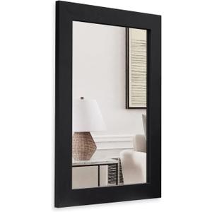 Syndra Rectangular Mirror with Frame Rustic 20x28 Wall Mounted Rustic Vanity Mirror with Large Wood Frame Farmhouse Bathroom Mirror, for Bedroom, Living Room, Entryway Wall Decor(Black)
